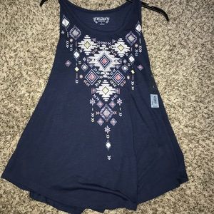 Blue unique tank top
